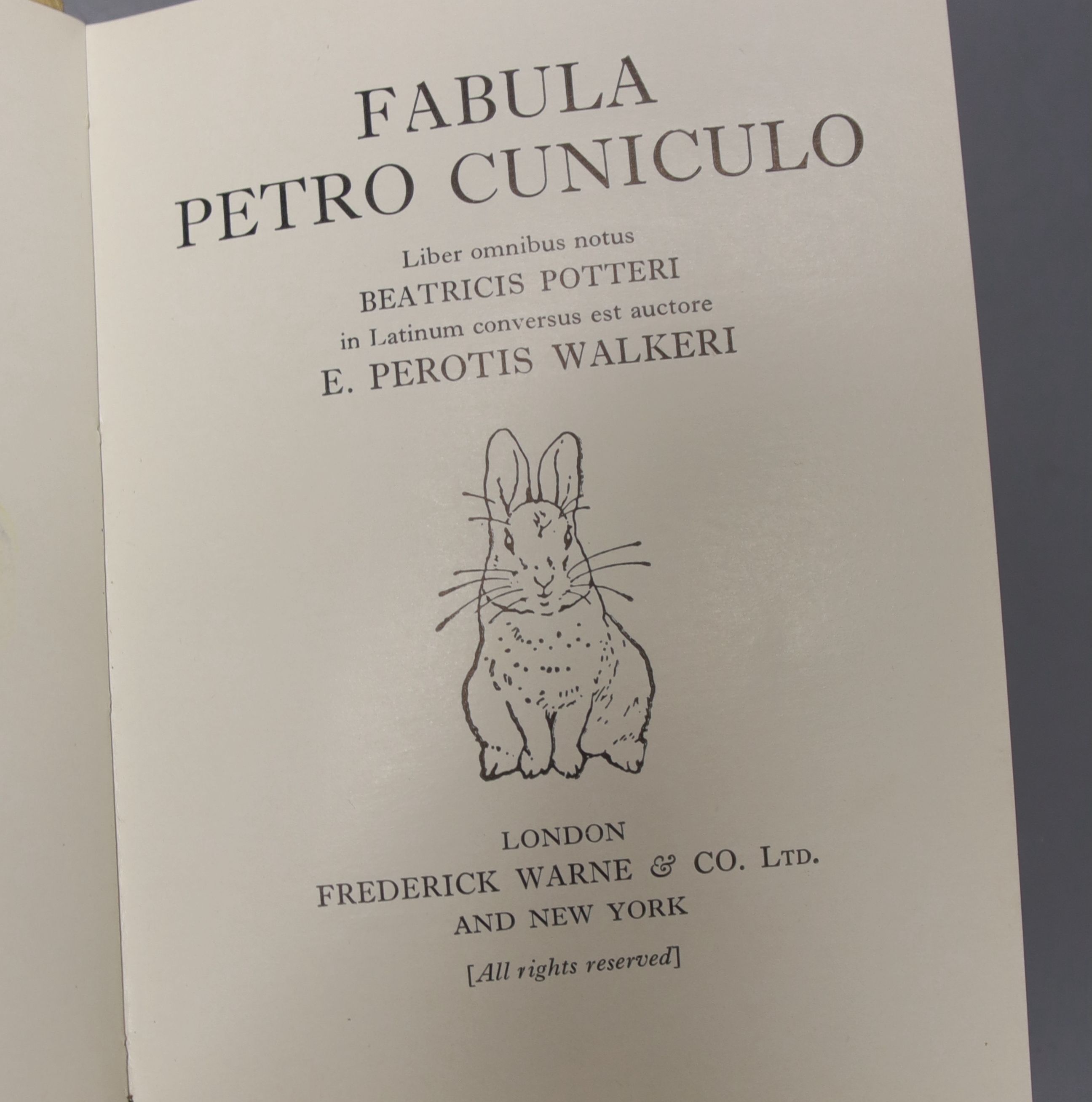 Potter, Beatrix, seven early foreign language editions, French 'La Famille Flopsaut', 'Sophie Canetang', Le Tailleur De Gloucester', 'Toto le Minet' and 'Noisy-Noisette together with German 'Die Geschichte Von Frau Tiggy